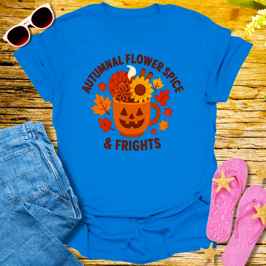 Autumnal Flower Spice & Frights T-Shirt - Royal