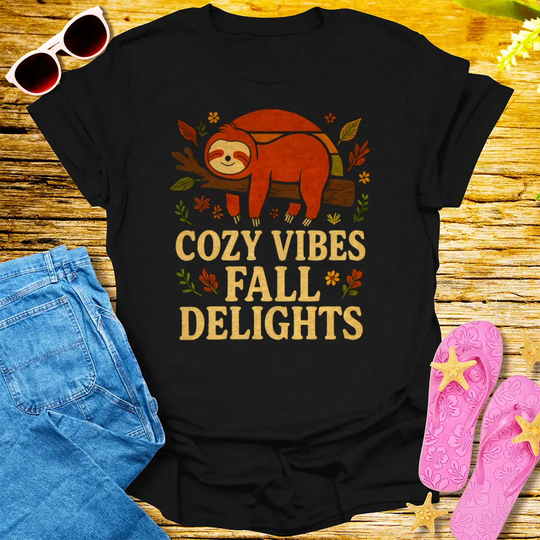 Cozy Vibes Fall Delights T-Shirt - Black