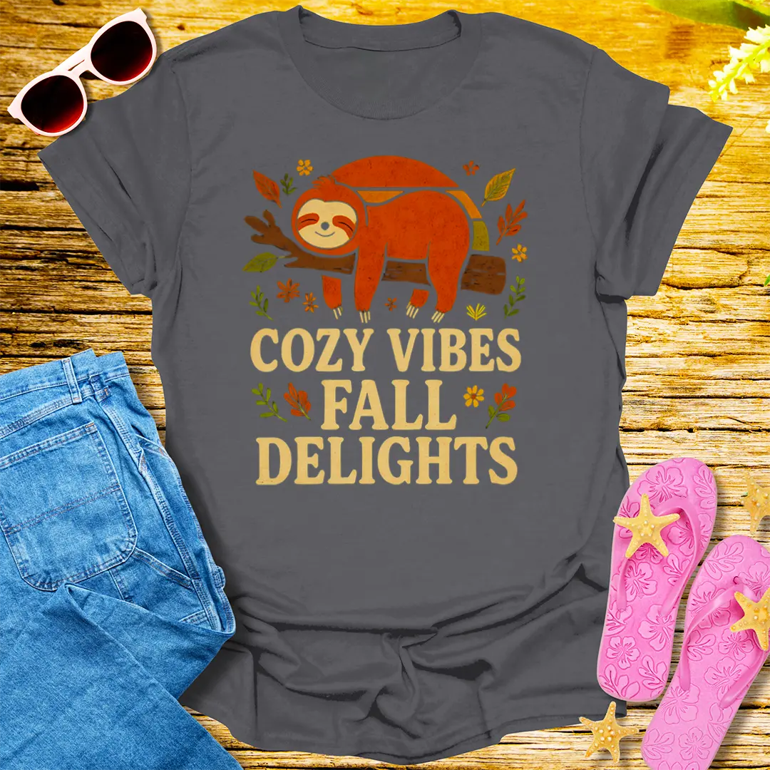 Cozy Vibes Fall Delights T-Shirt - Charcoal