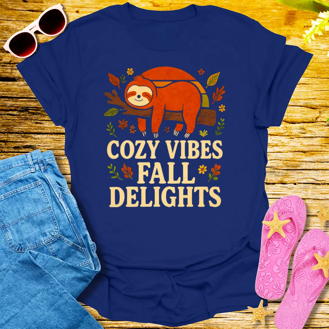 Cozy Vibes Fall Delights T-Shirt - Navy