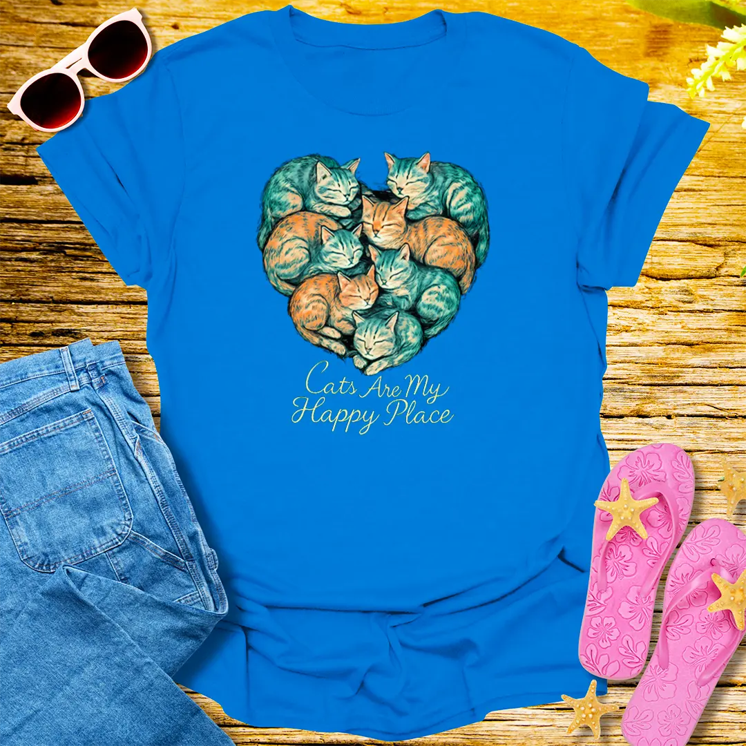 Cats Are My Happy Place T-Shirt - Royal