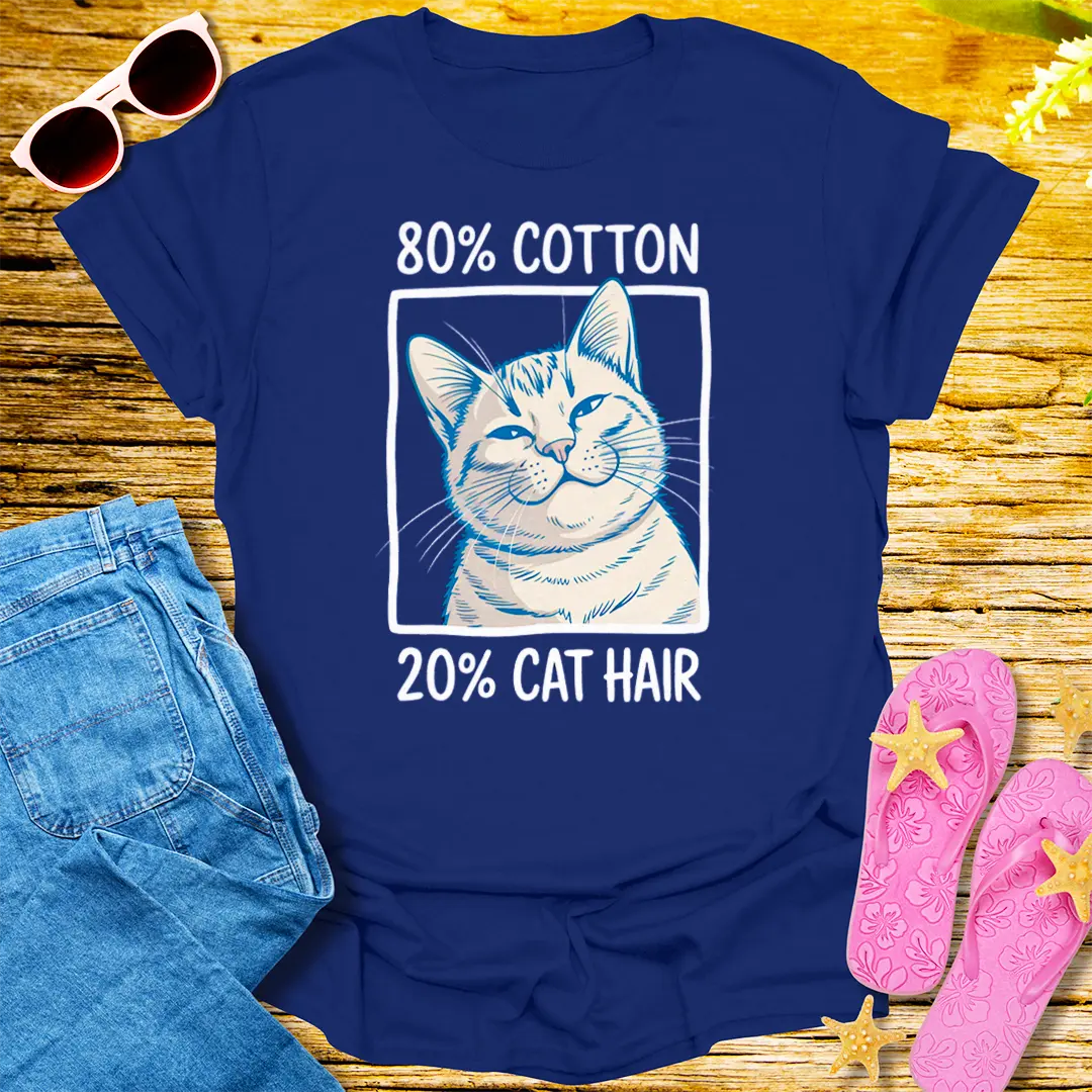80% Cotton 20% Cat Hair T-Shirt - Navy