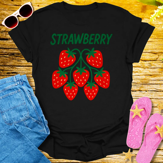 Sweet Strawberry Vibes T-Shirt - Black