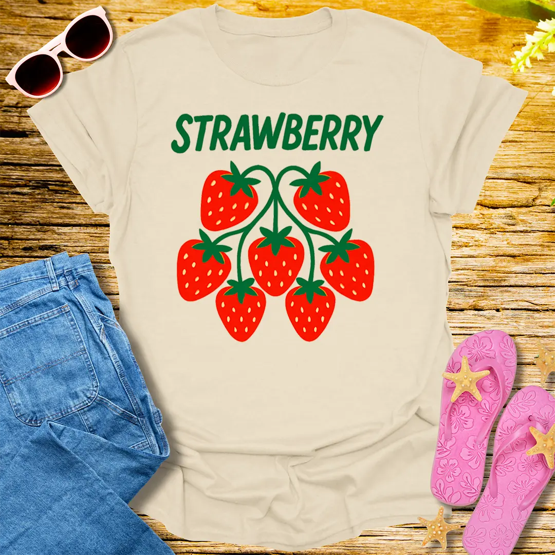 Sweet Strawberry Vibes T-Shirt - Natural