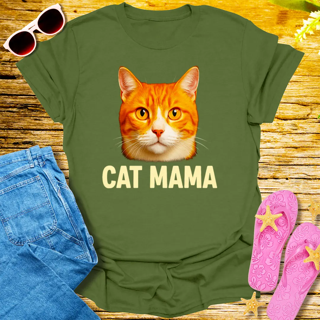 Cat Mama T-Shirt - Military Green