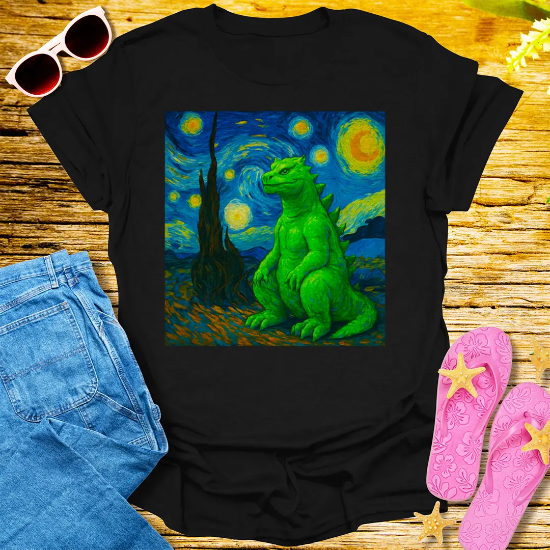 Starry Night Kaiju T-Shirt - Black