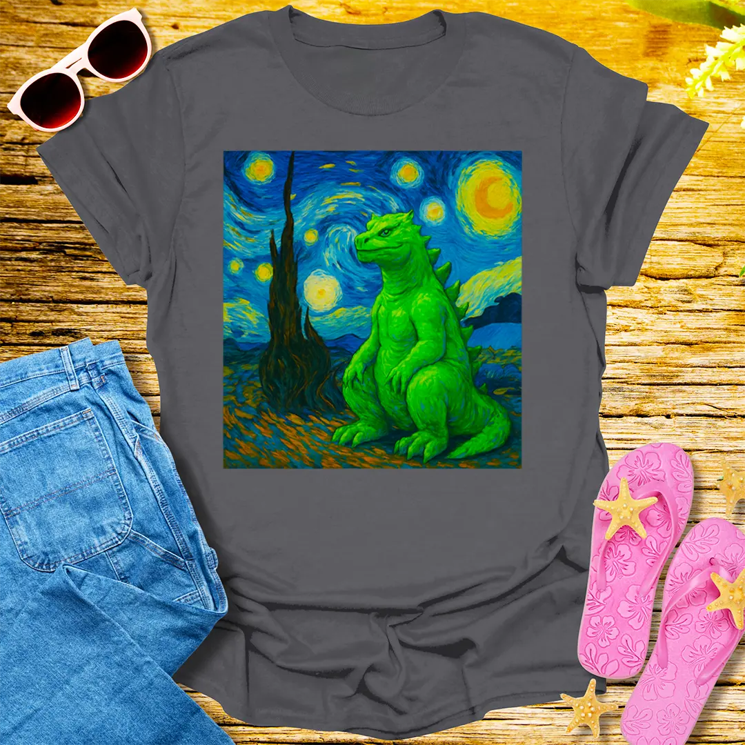 Starry Night Kaiju T-Shirt - Charcoal