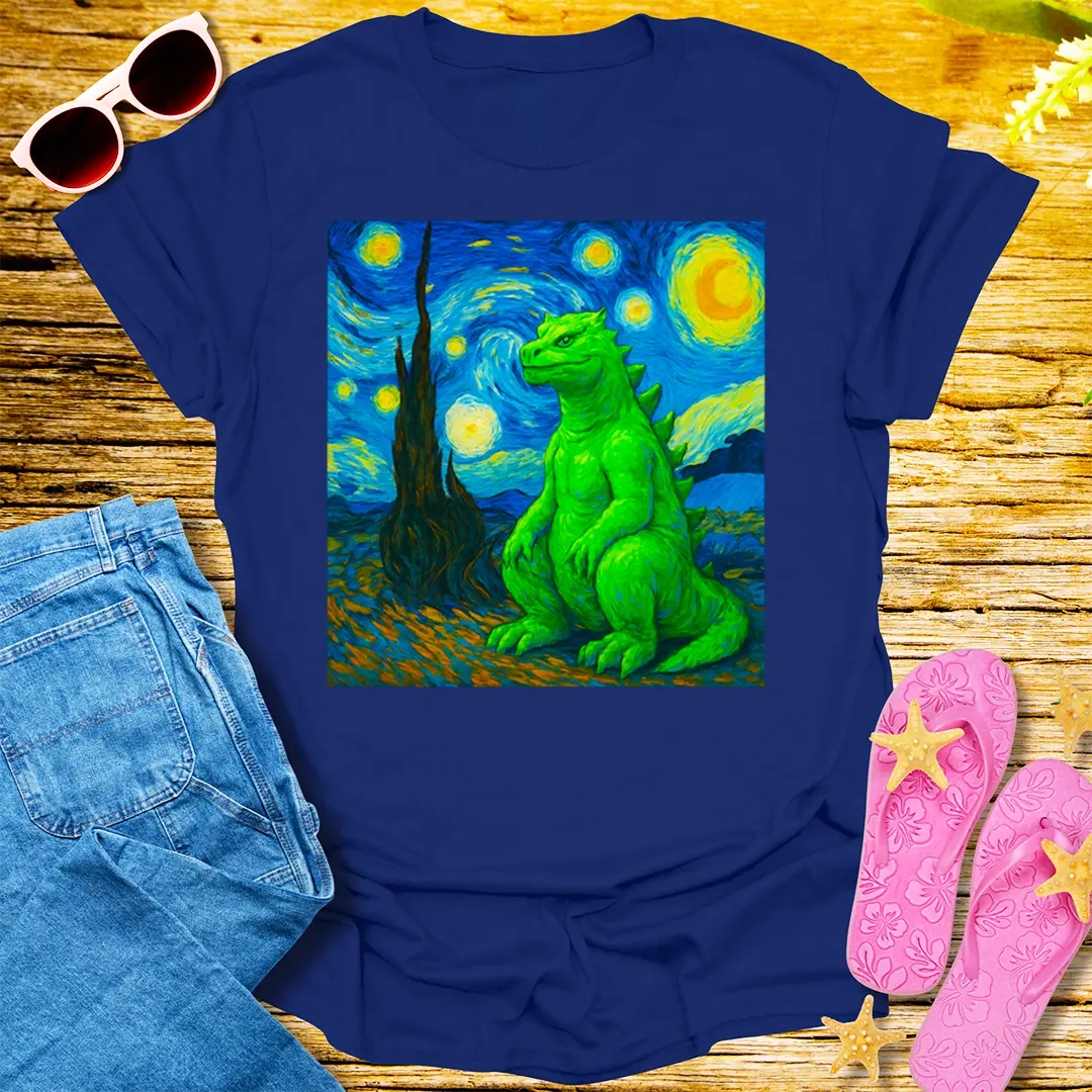 Starry Night Kaiju T-Shirt - Navy