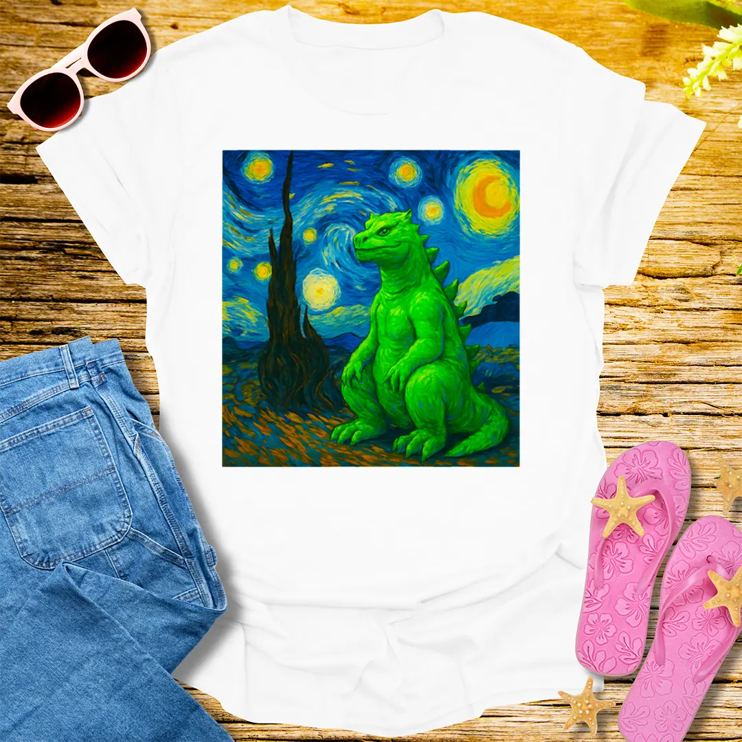 Starry Night Kaiju T-Shirt - White