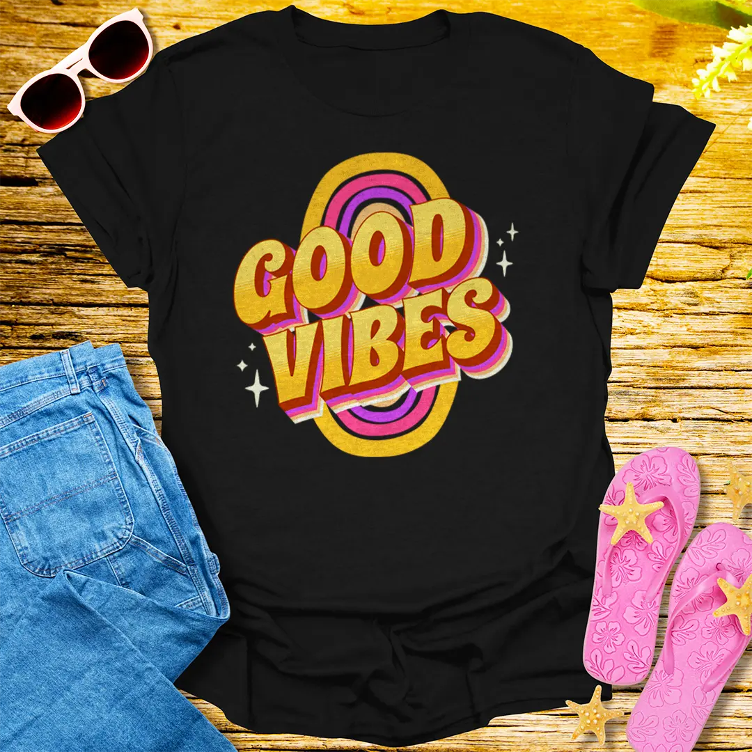Retro Good Vibes T-Shirt - Black