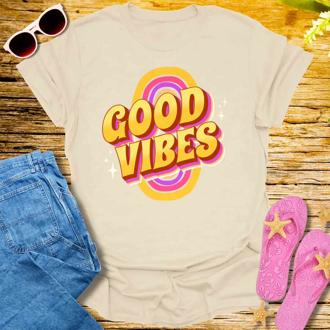 Retro Good Vibes T-Shirt - Natural