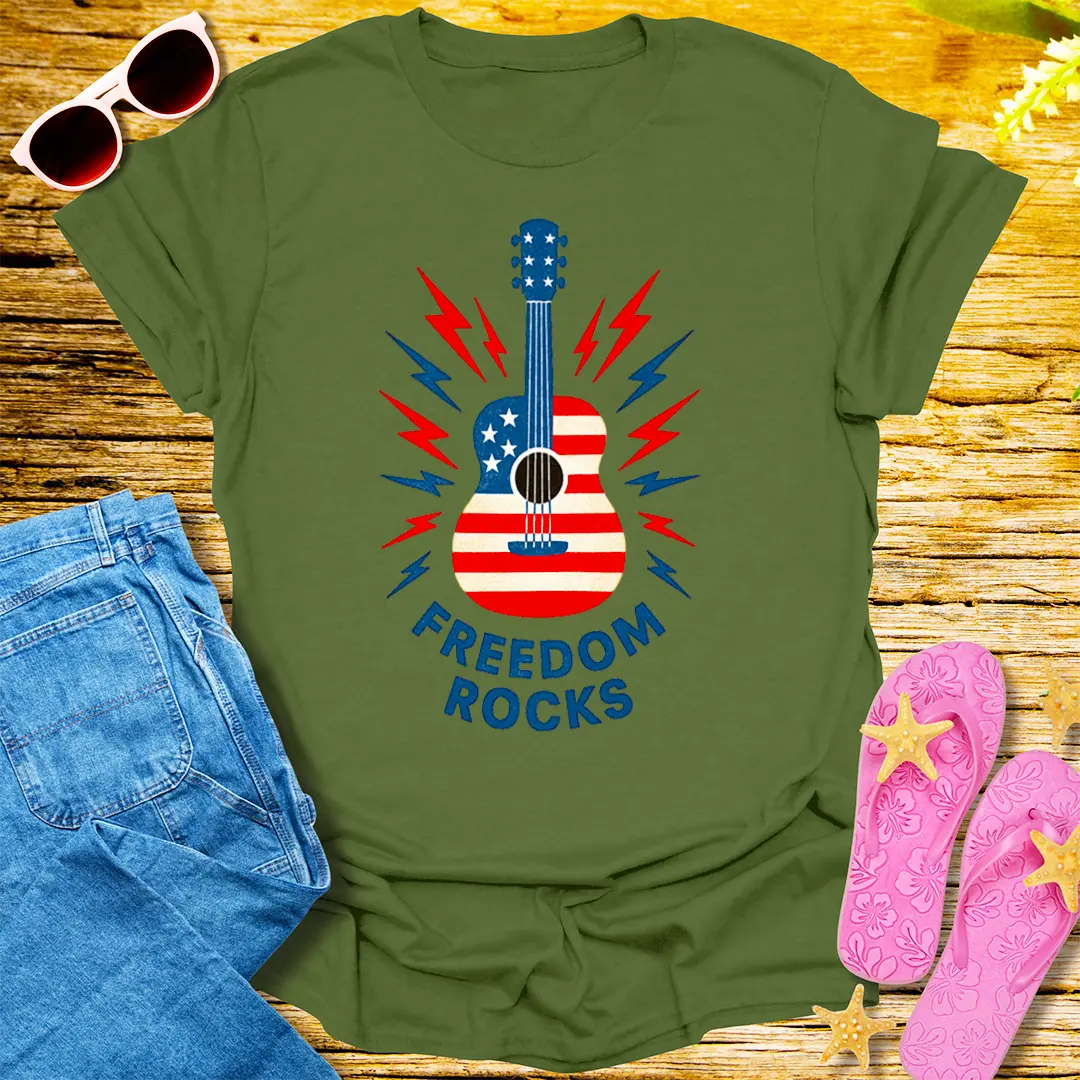 Freedom Rocks T-Shirt - Military Green