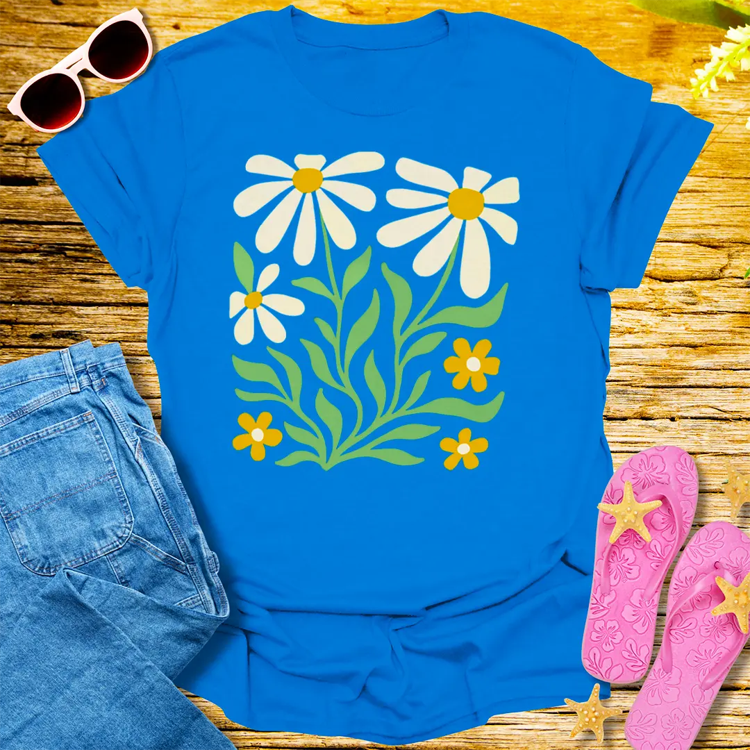 Retro Daisy Bloom T-Shirt - Royal