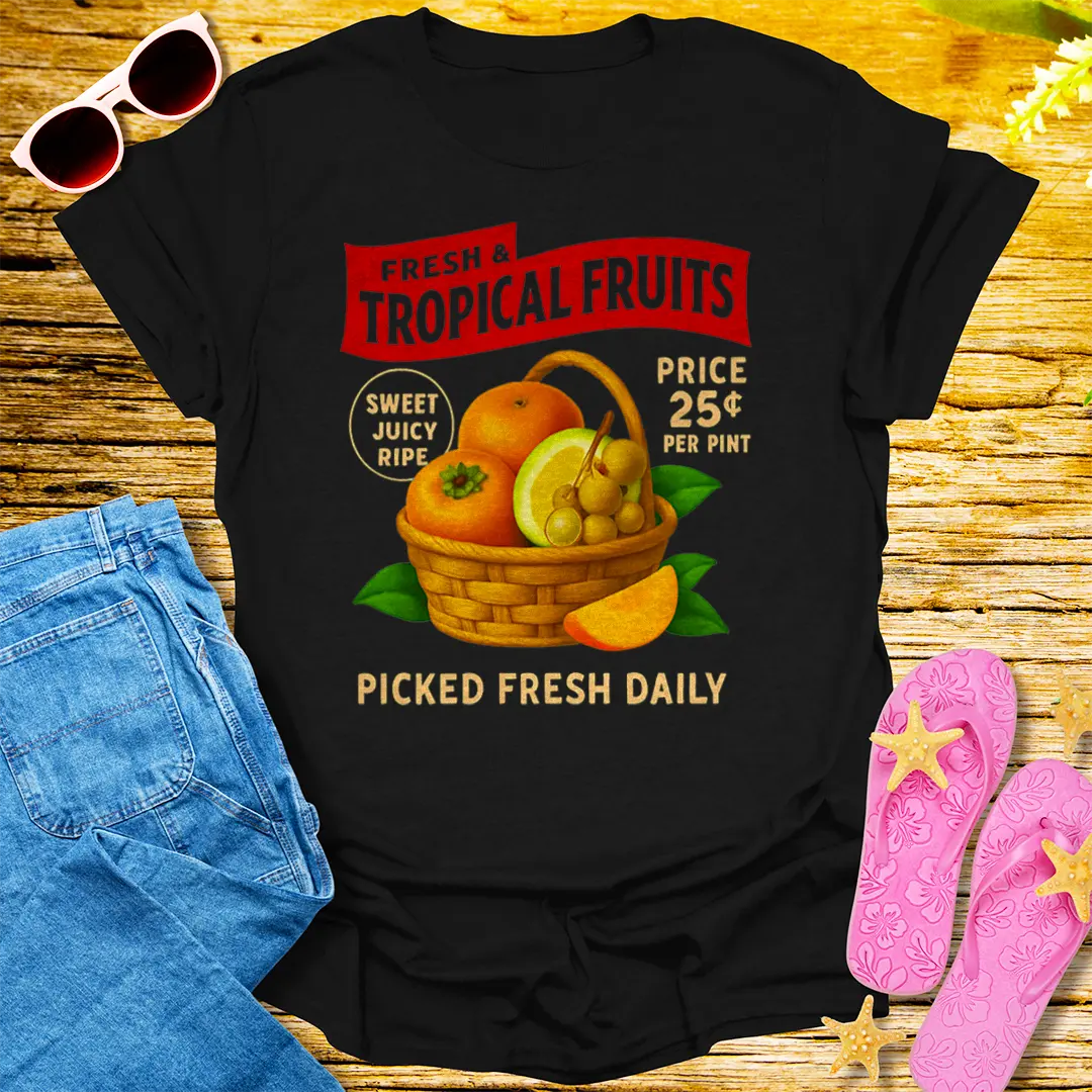 Tropical Fruit Market T-Shirt - Black