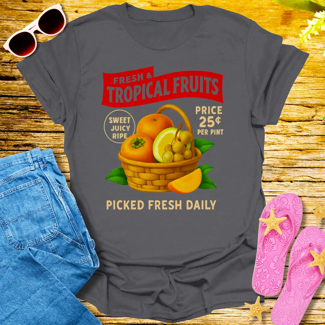 Tropical Fruit Market T-Shirt - Charcoal