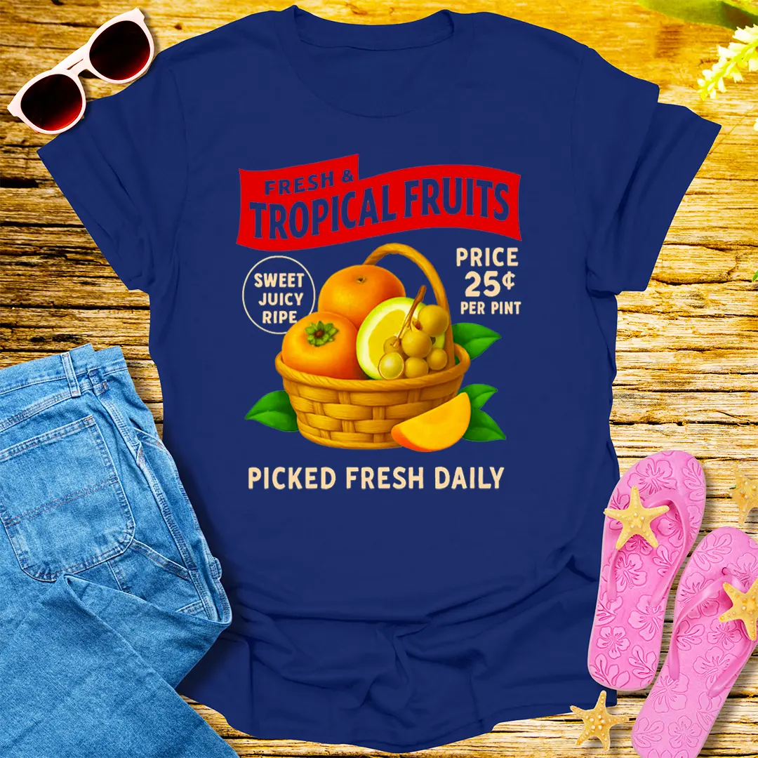 Tropical Fruit Market T-Shirt - Navy