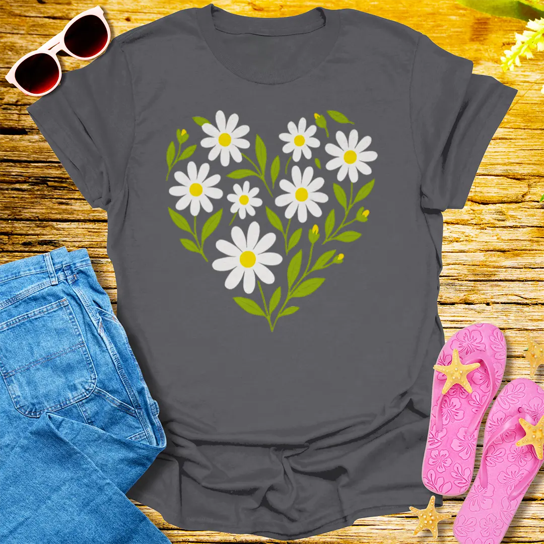 Heart of Daisies T-Shirt - Charcoal