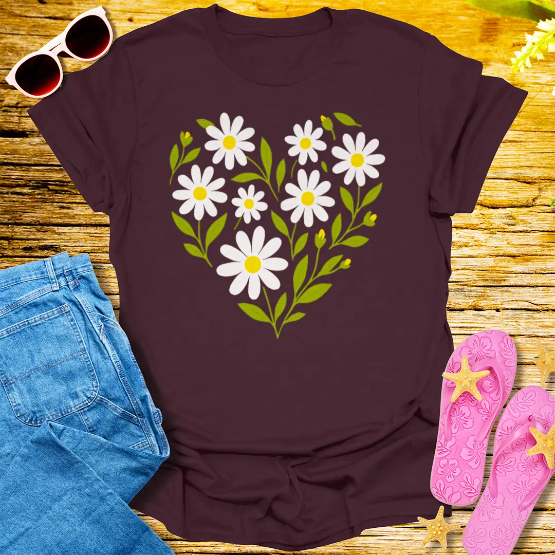 Heart of Daisies T-Shirt - Dark Chocolate