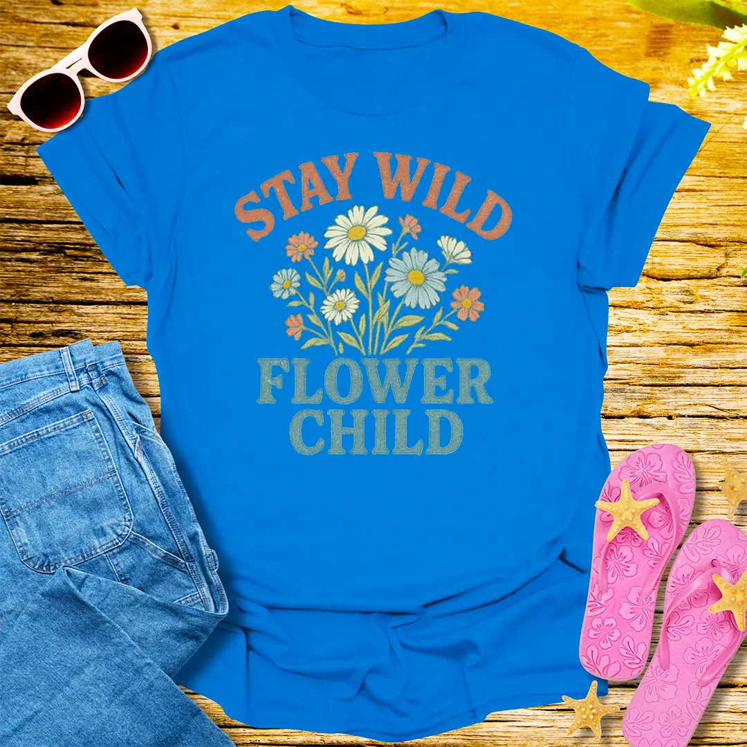 Stay Wild Flower Child T-Shirt - Royal