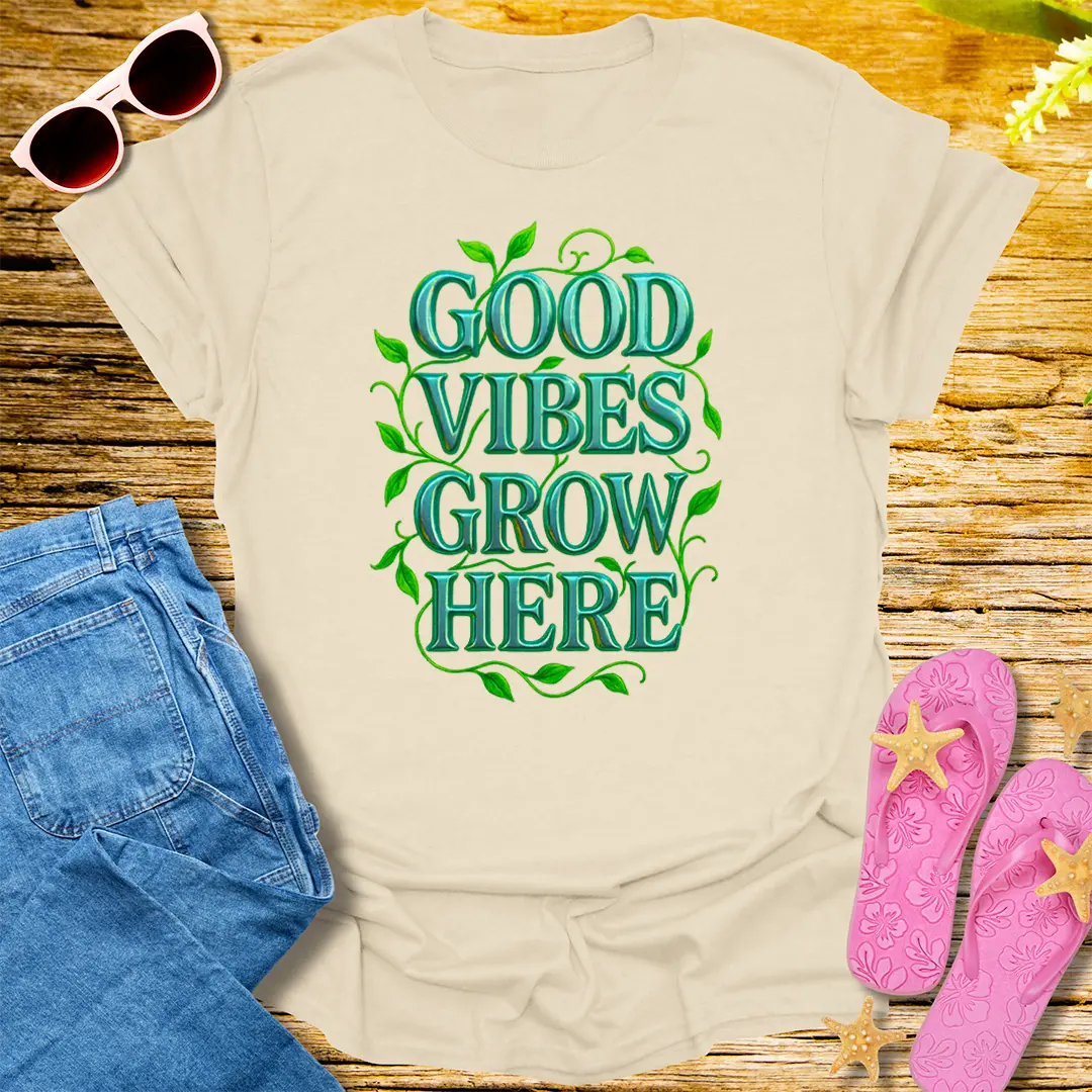 Good Vibes Grow Here T-Shirt - Natural