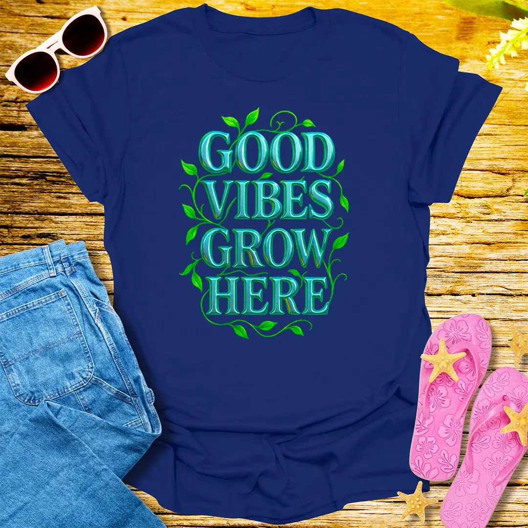 Good Vibes Grow Here T-Shirt - Navy
