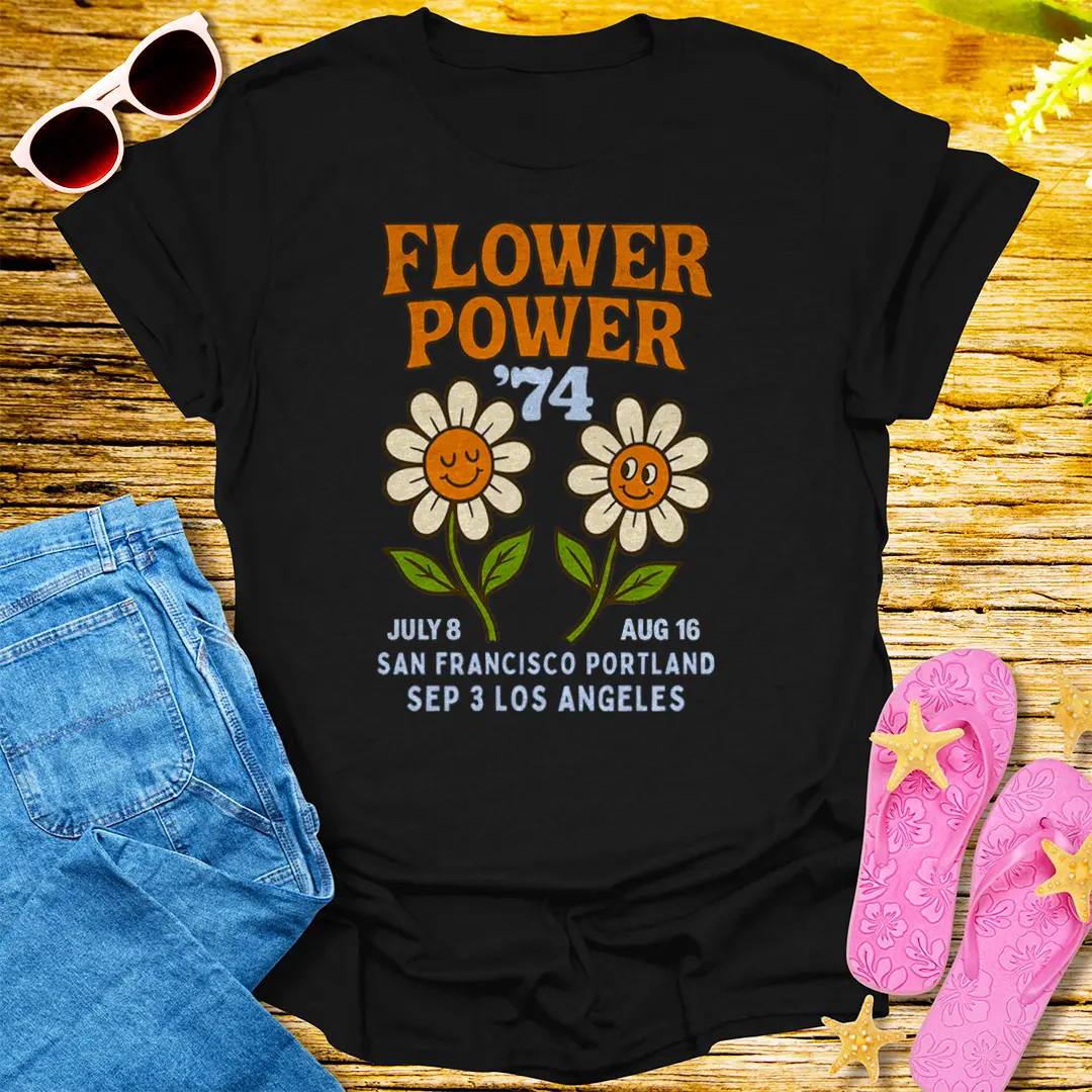 Flower Power '74 T-Shirt - Black