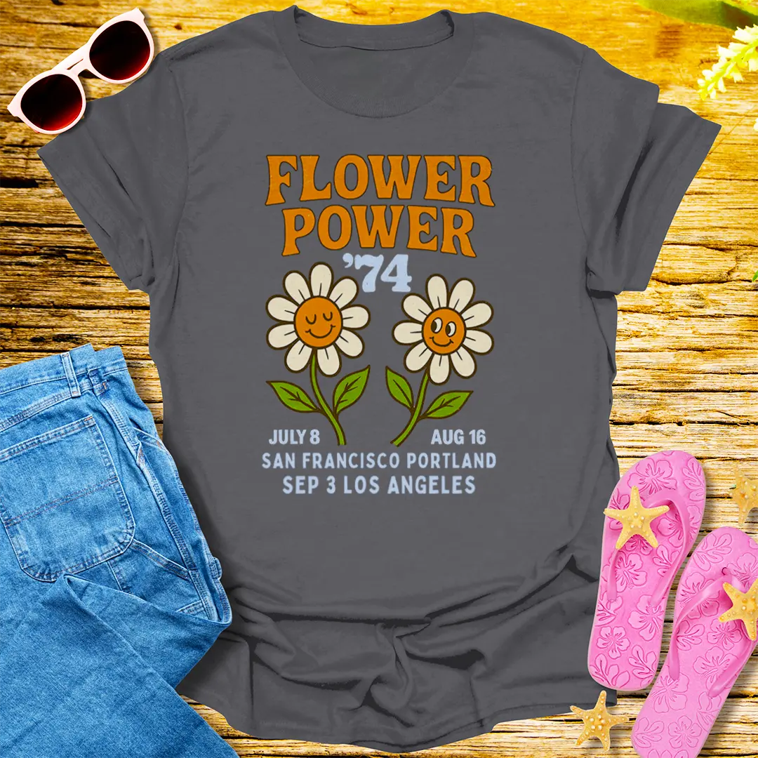 Flower Power '74 T-Shirt - Charcoal