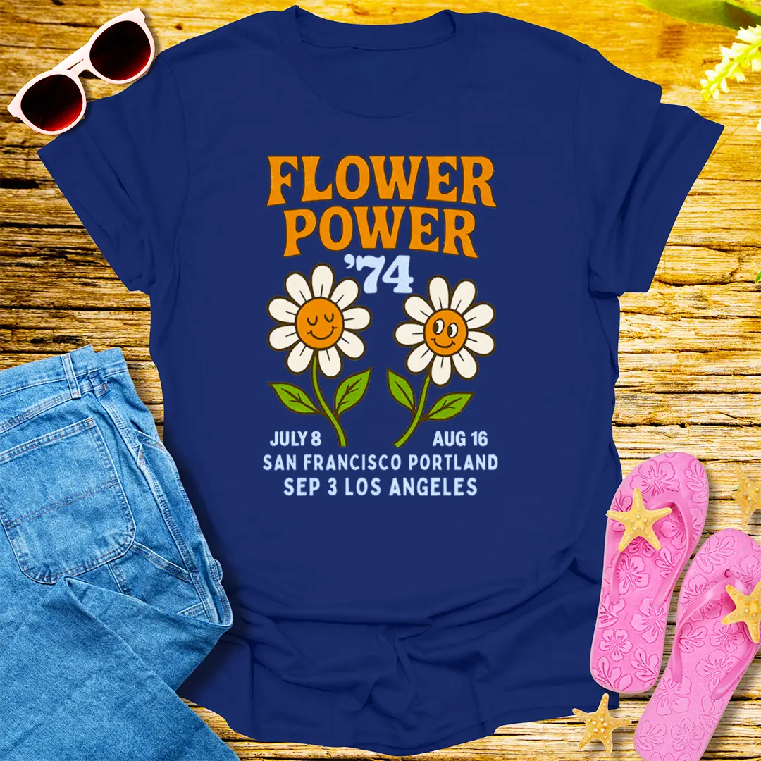 Flower Power '74 T-Shirt - Navy