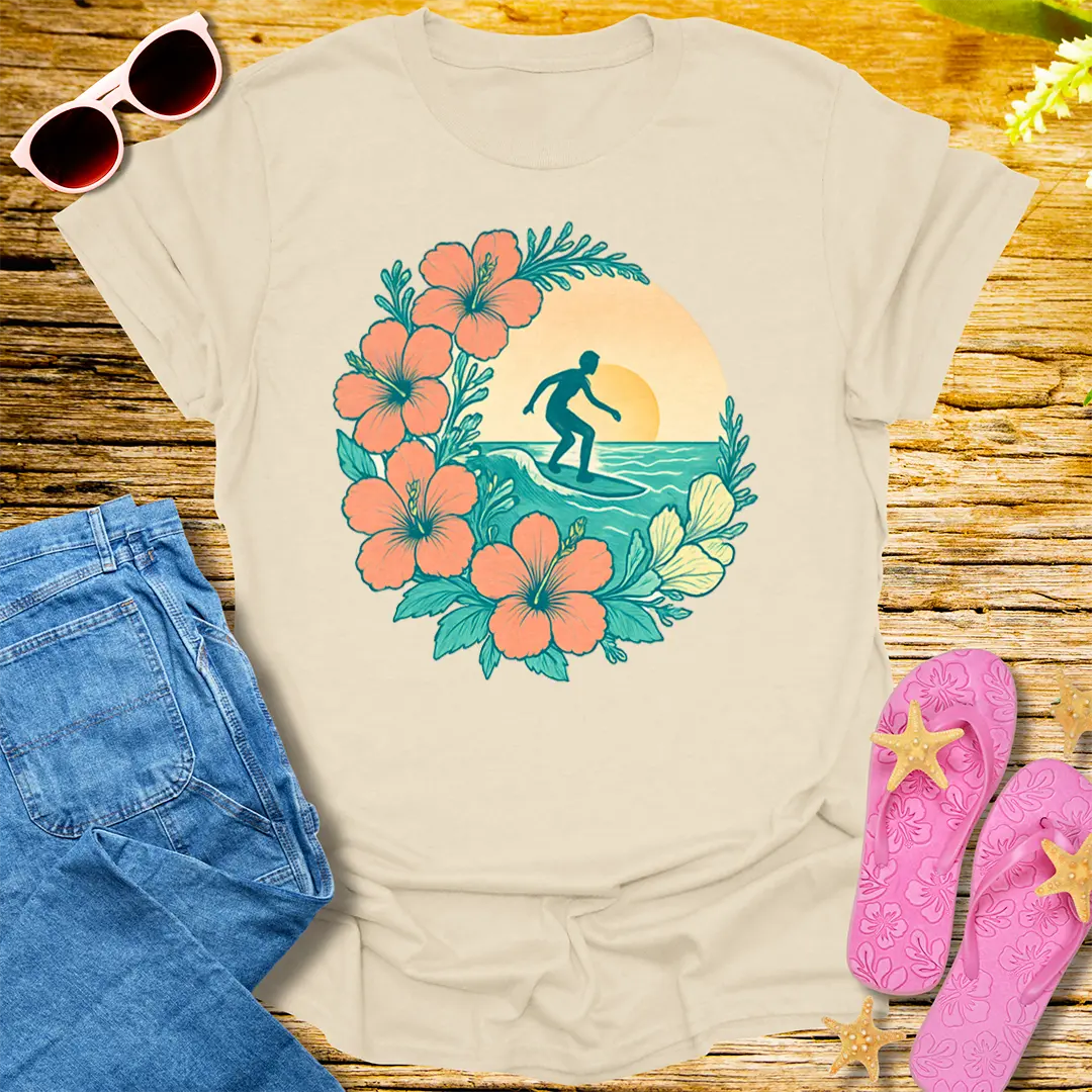 Sunset Surfer Bloom T-Shirt - Natural