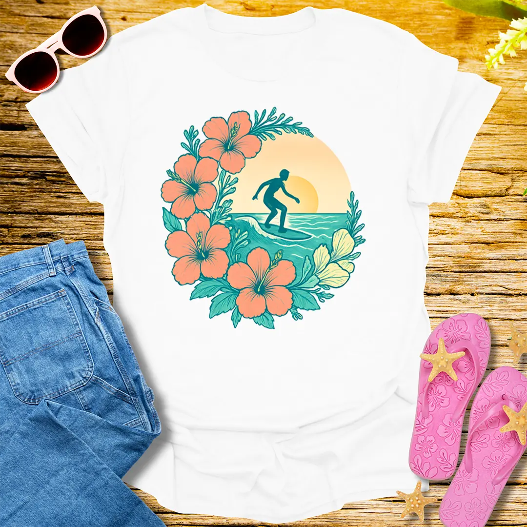 Sunset Surfer Bloom T-Shirt - White