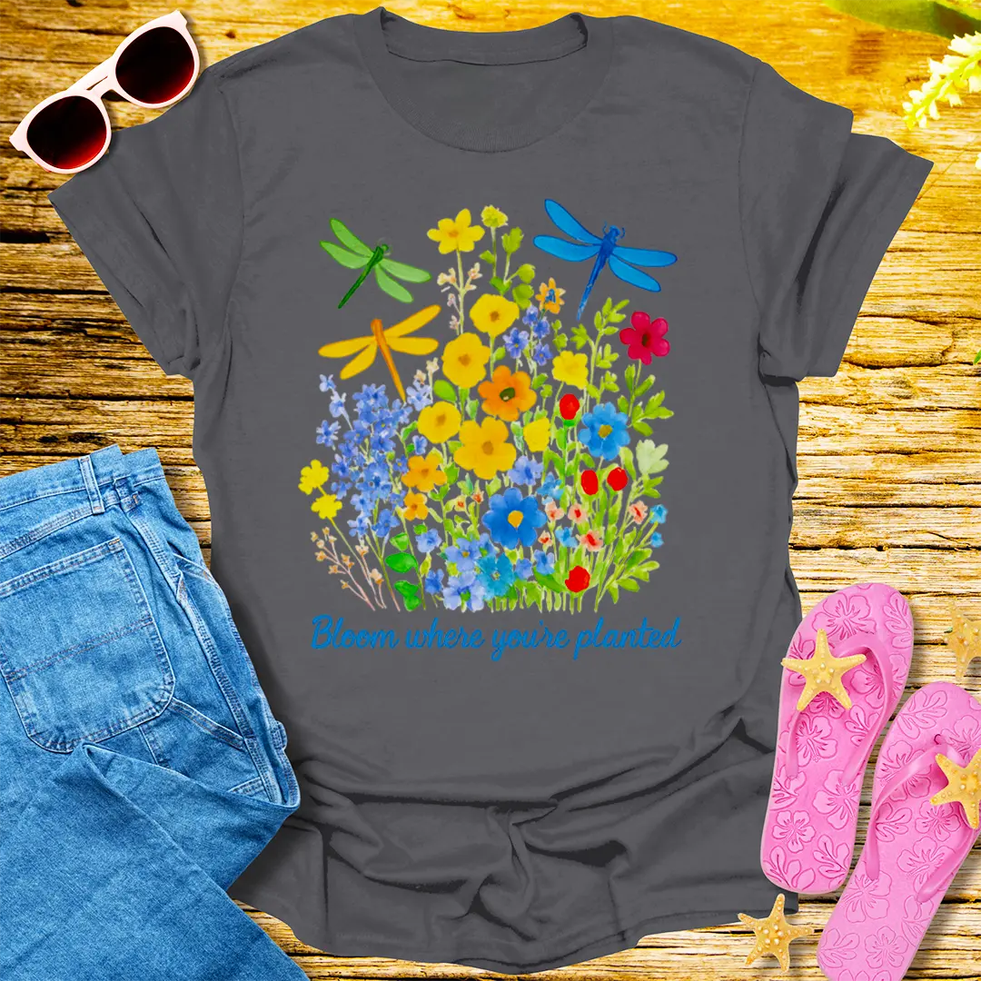 Bloom Where You’re Planted T-Shirt - Charcoal