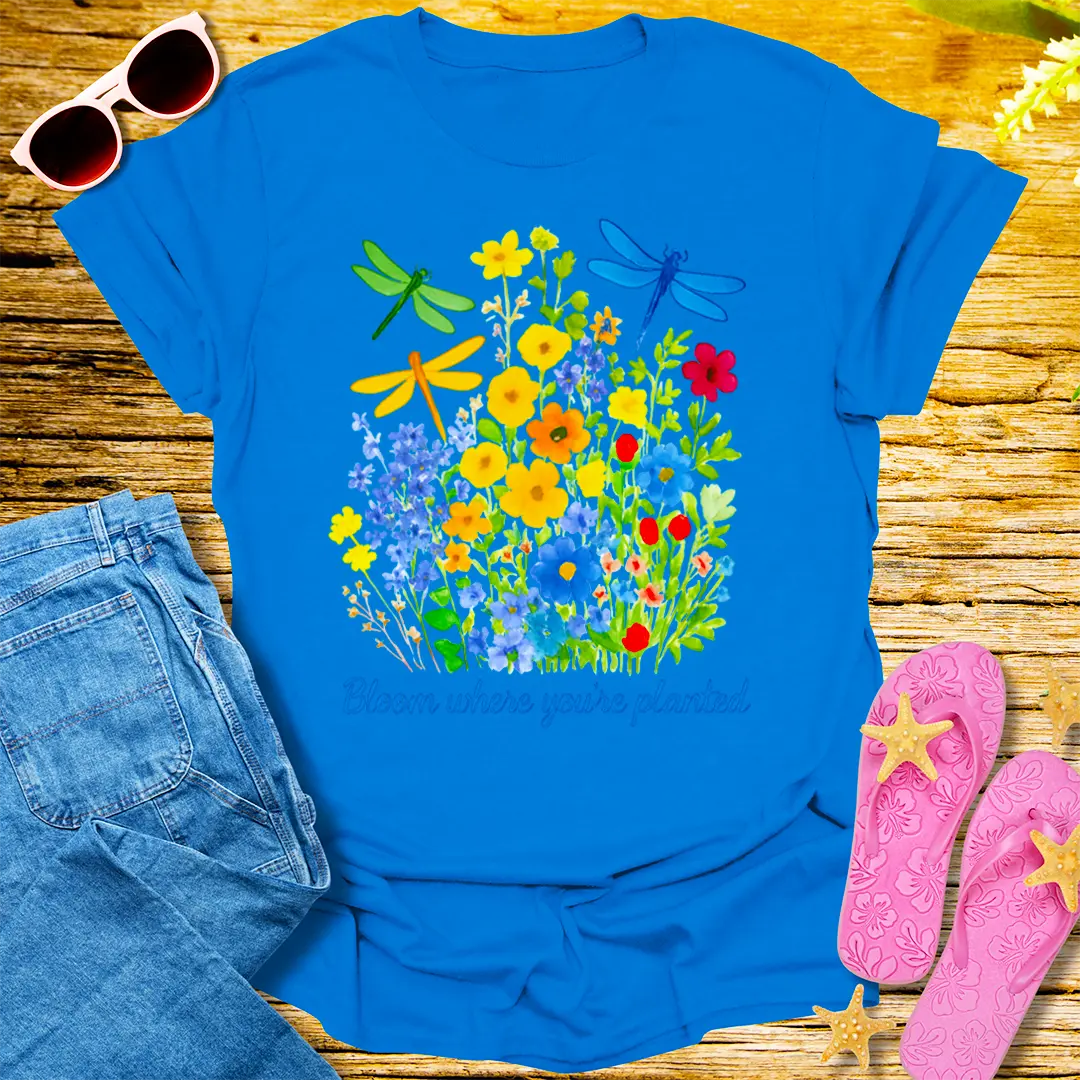 Bloom Where You’re Planted T-Shirt - Royal