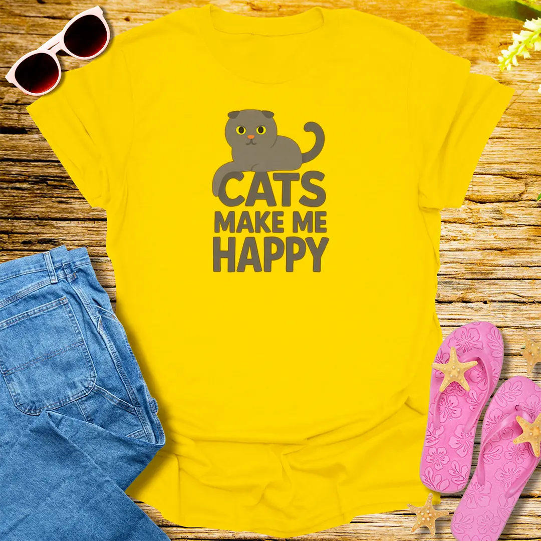 Cats Make Me Happy T-Shirt - Daisy