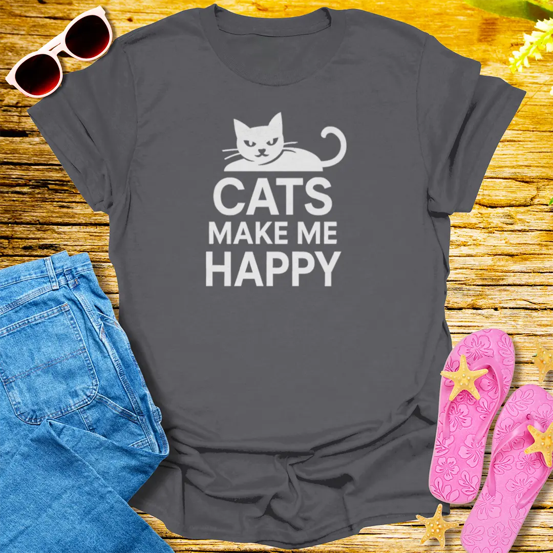 Cats Make My Day T-Shirt - Charcoal