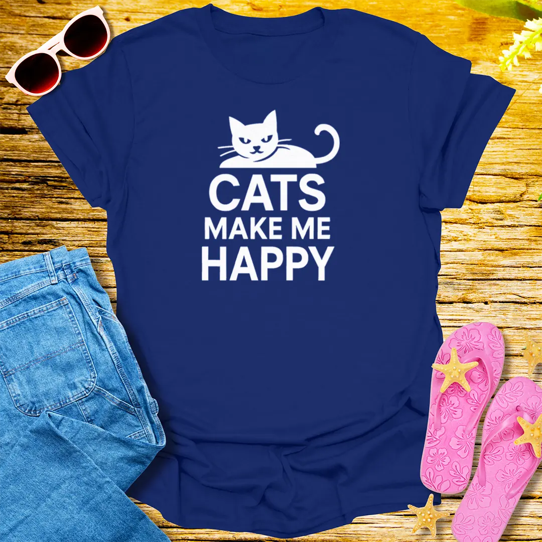 Cats Make My Day T-Shirt - Navy