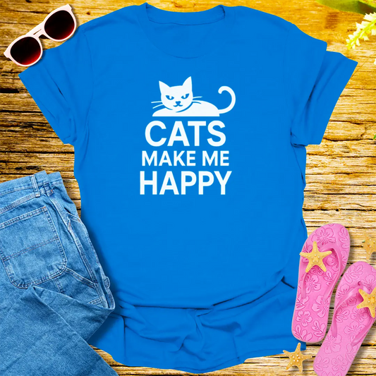 Cats Make My Day T-Shirt - Royal