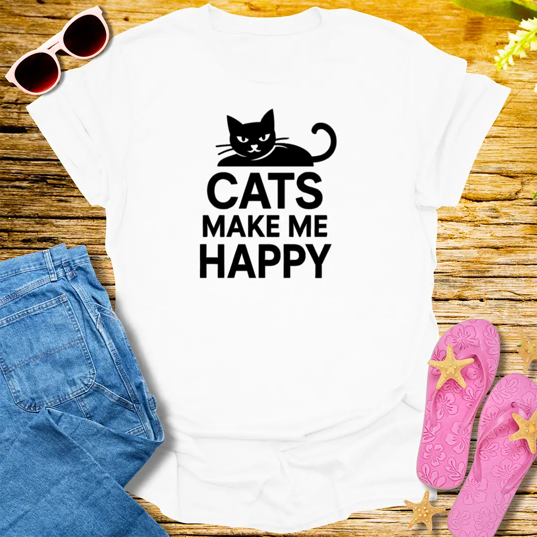 Cats Make My Day T-Shirt - White