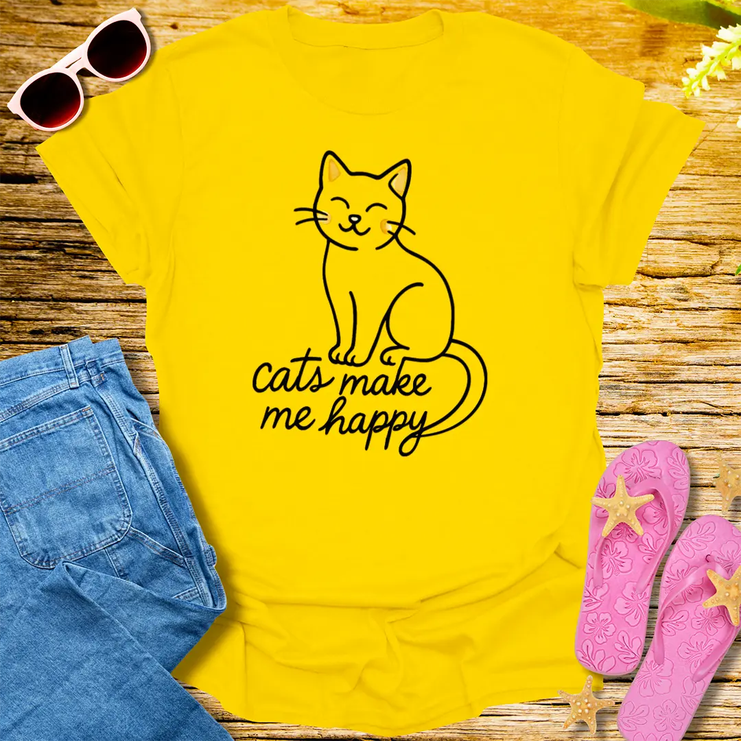 Cats Make Me Happy T-Shirt - Daisy