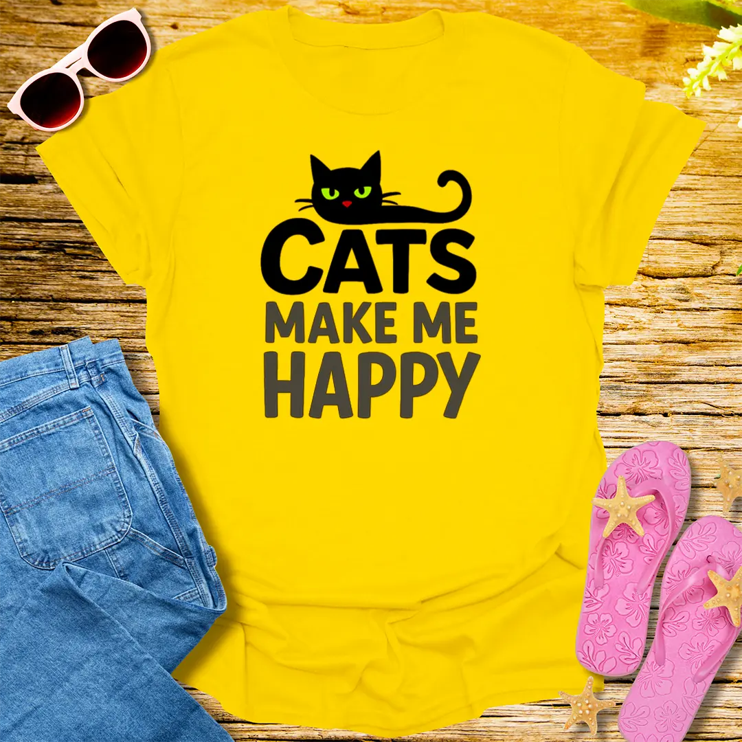 Cats Make Me Happy T-Shirt - Daisy