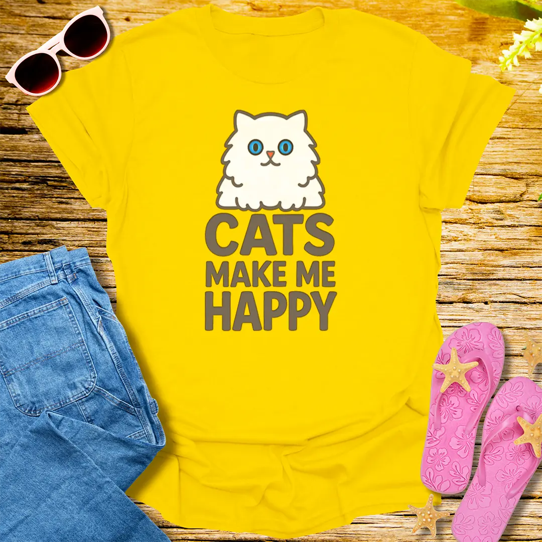 Cats Make Me Happy T-Shirt - Daisy