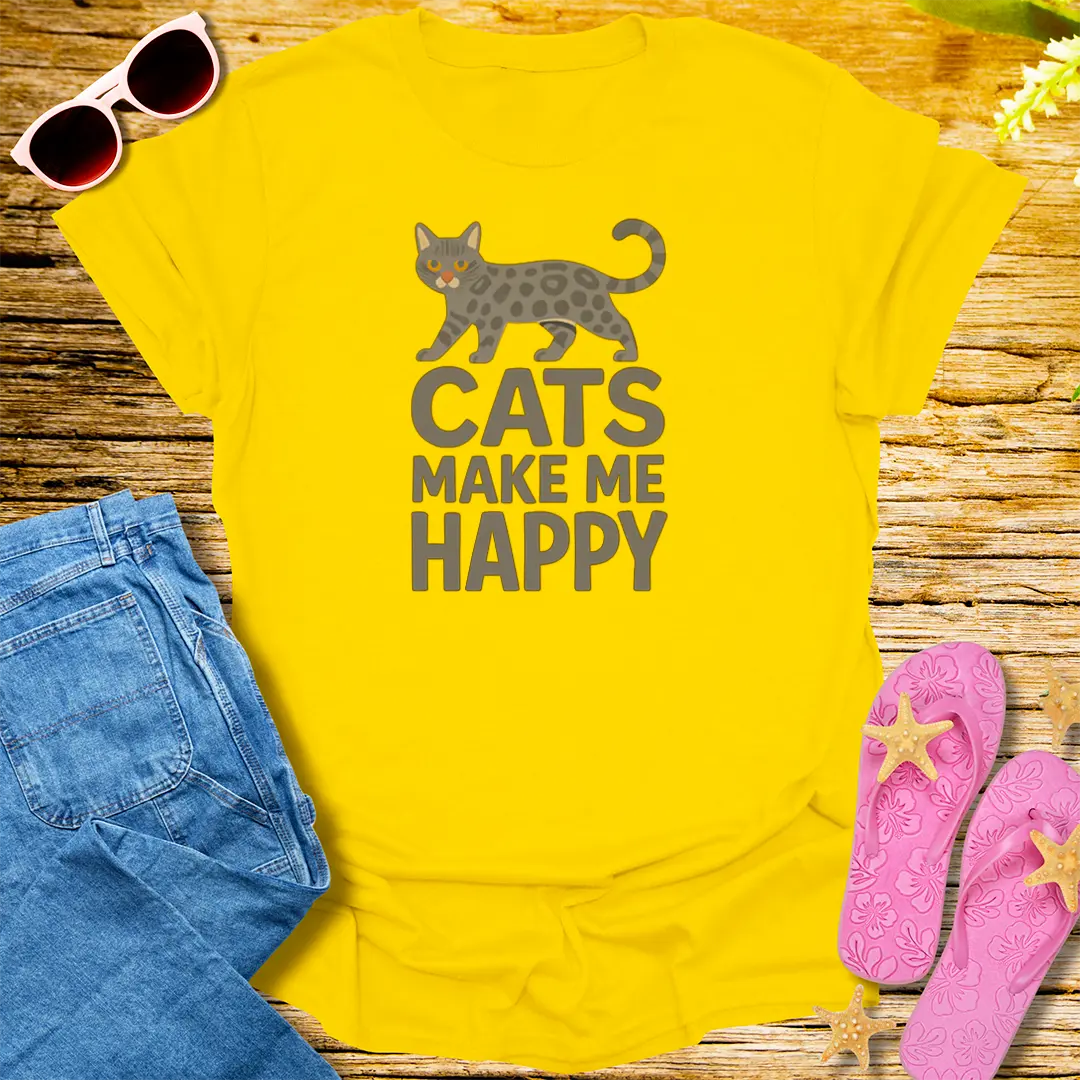 Cats Make Me Happy T-Shirt - Daisy