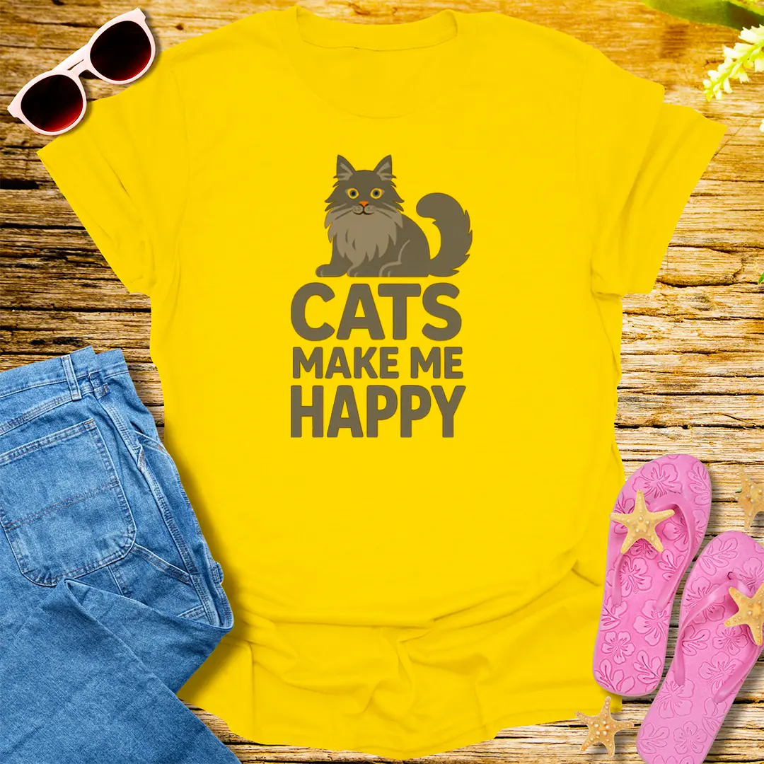 Cats Make Me Happy T-Shirt - Daisy