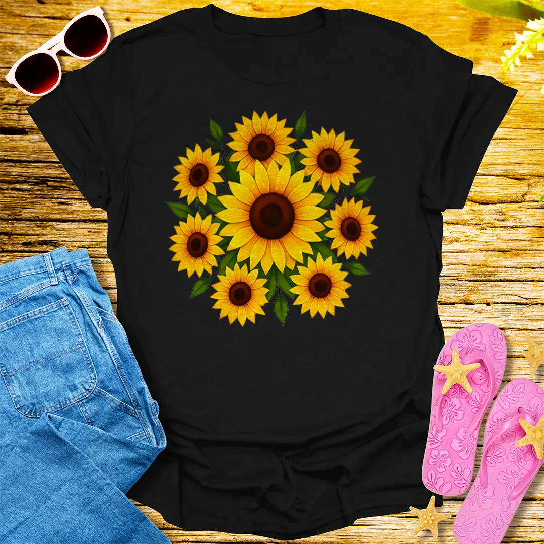 Sunny Blooms T-Shirt - Black