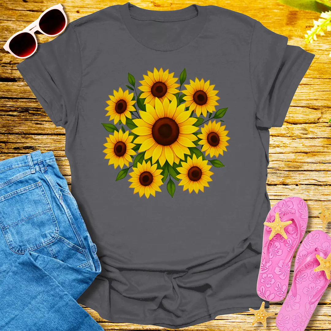 Sunny Blooms T-Shirt - Charcoal
