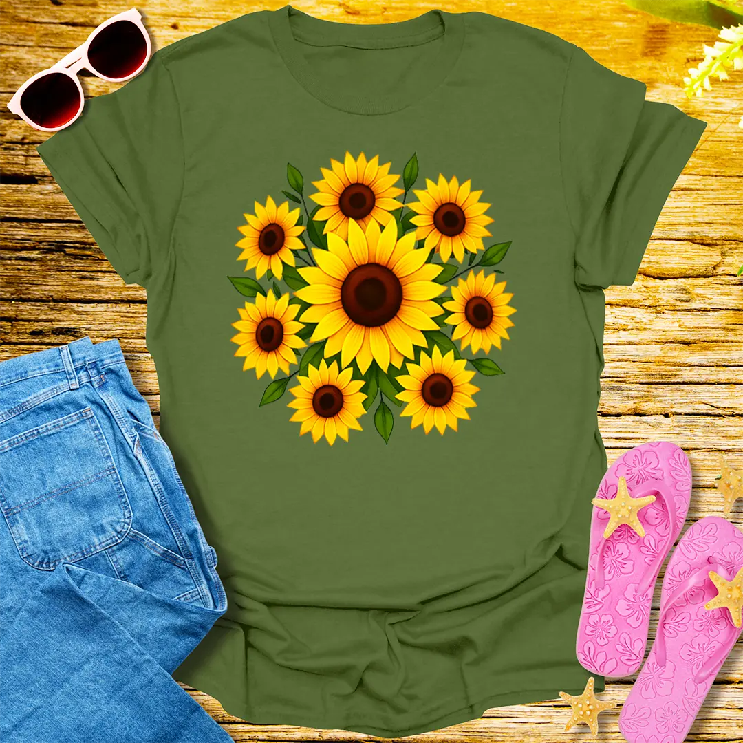 Sunny Blooms T-Shirt - Military Green