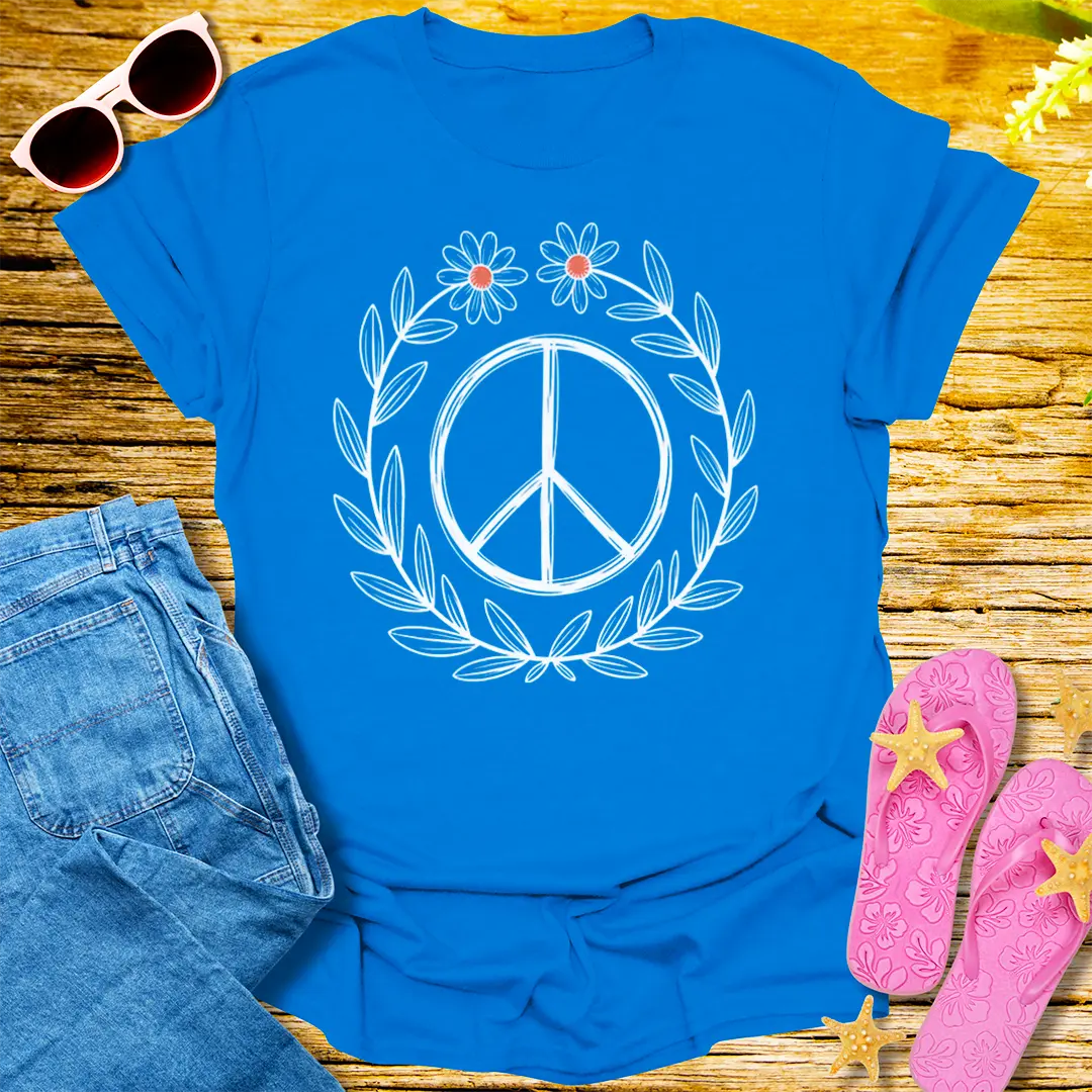 Floral Peace Wreath T-Shirt - Royal