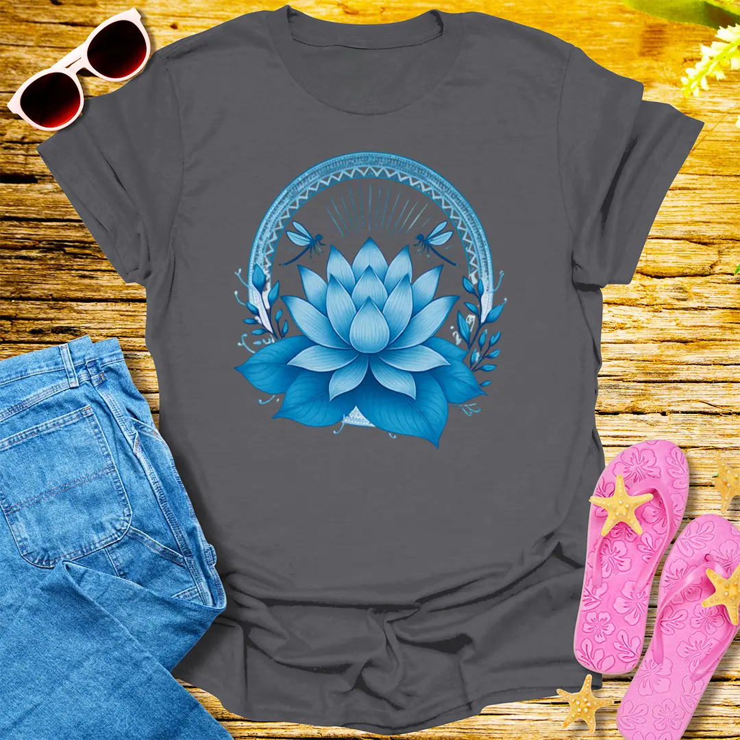 Celestial Lotus Bloom T-Shirt - Charcoal