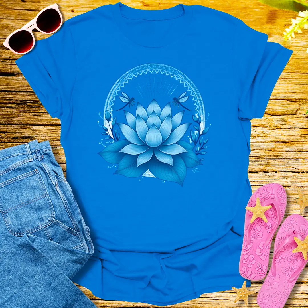 Celestial Lotus Bloom T-Shirt - Royal