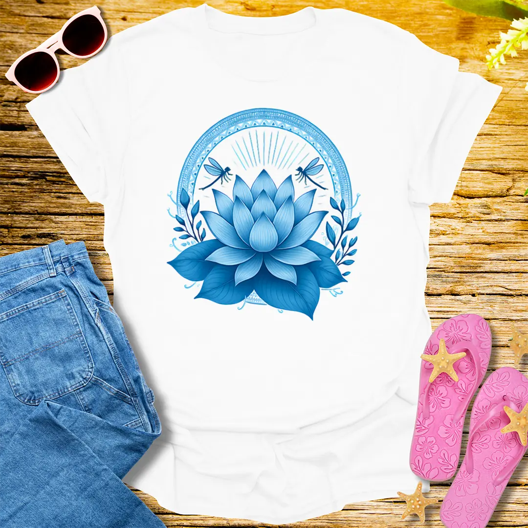Celestial Lotus Bloom T-Shirt - White