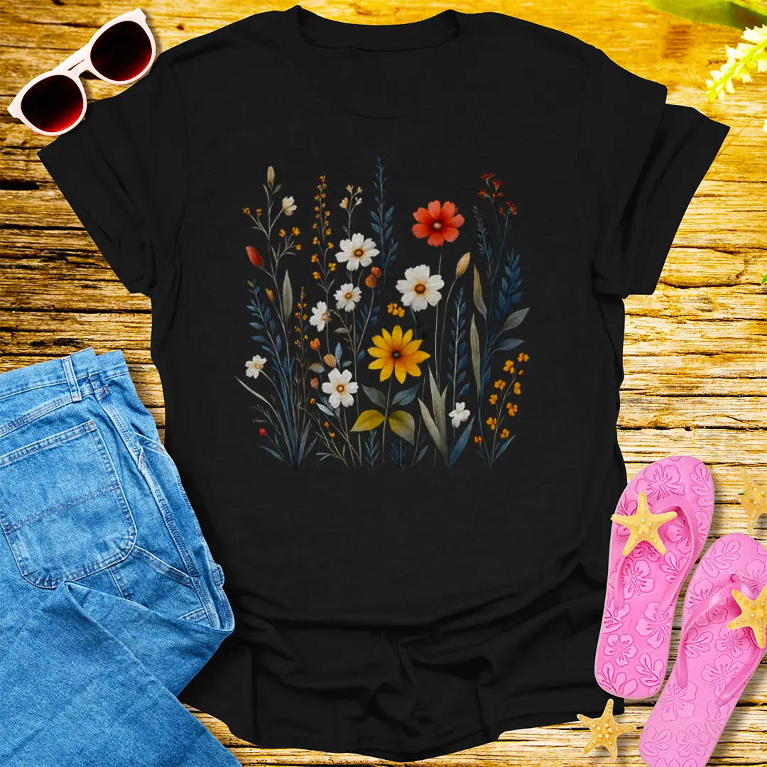 Wildflower Bloom T-Shirt - Black